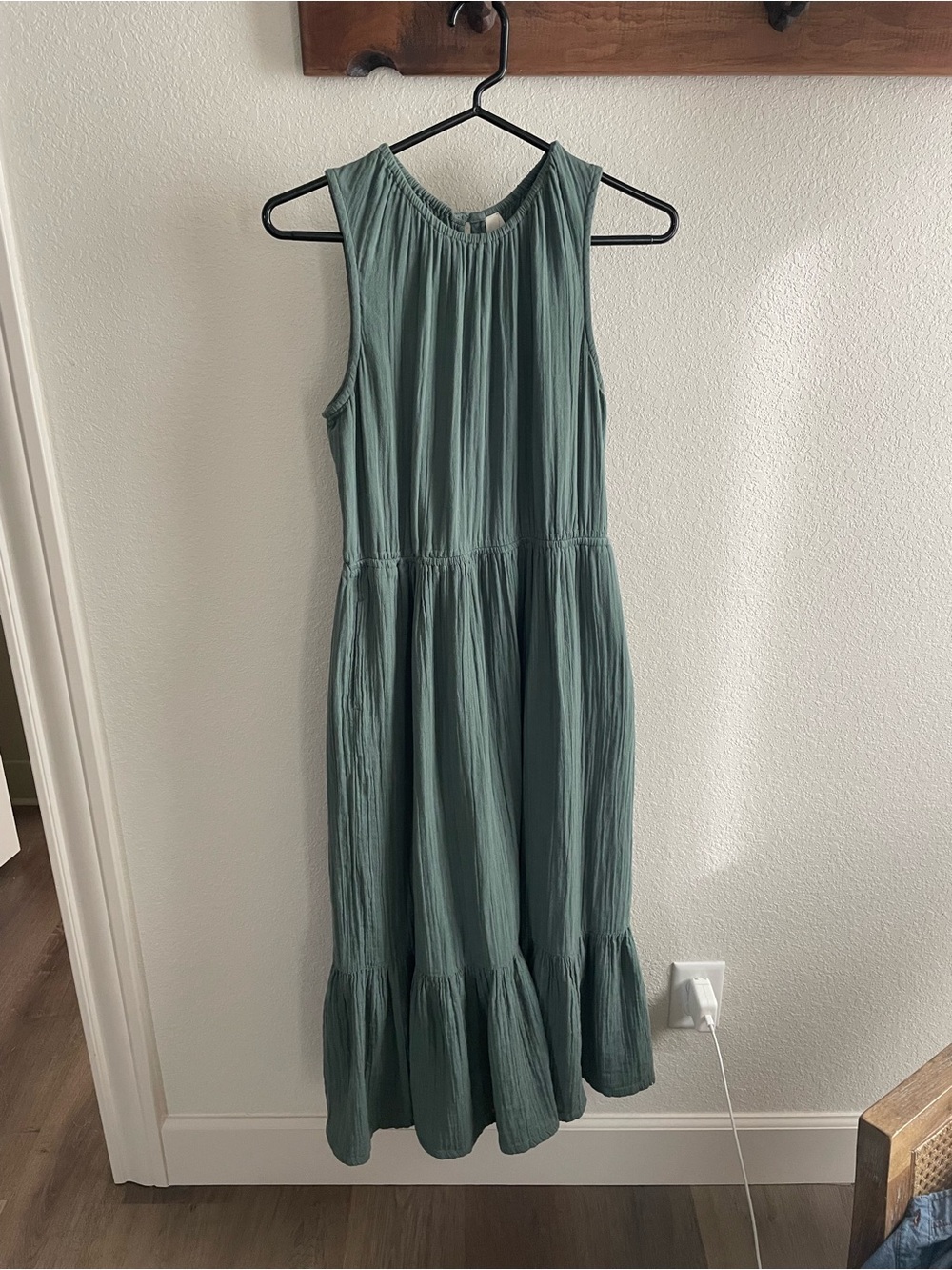 Pact Sleeveless Sage Green Tiered Maxi Dress - Picture 1 of 3